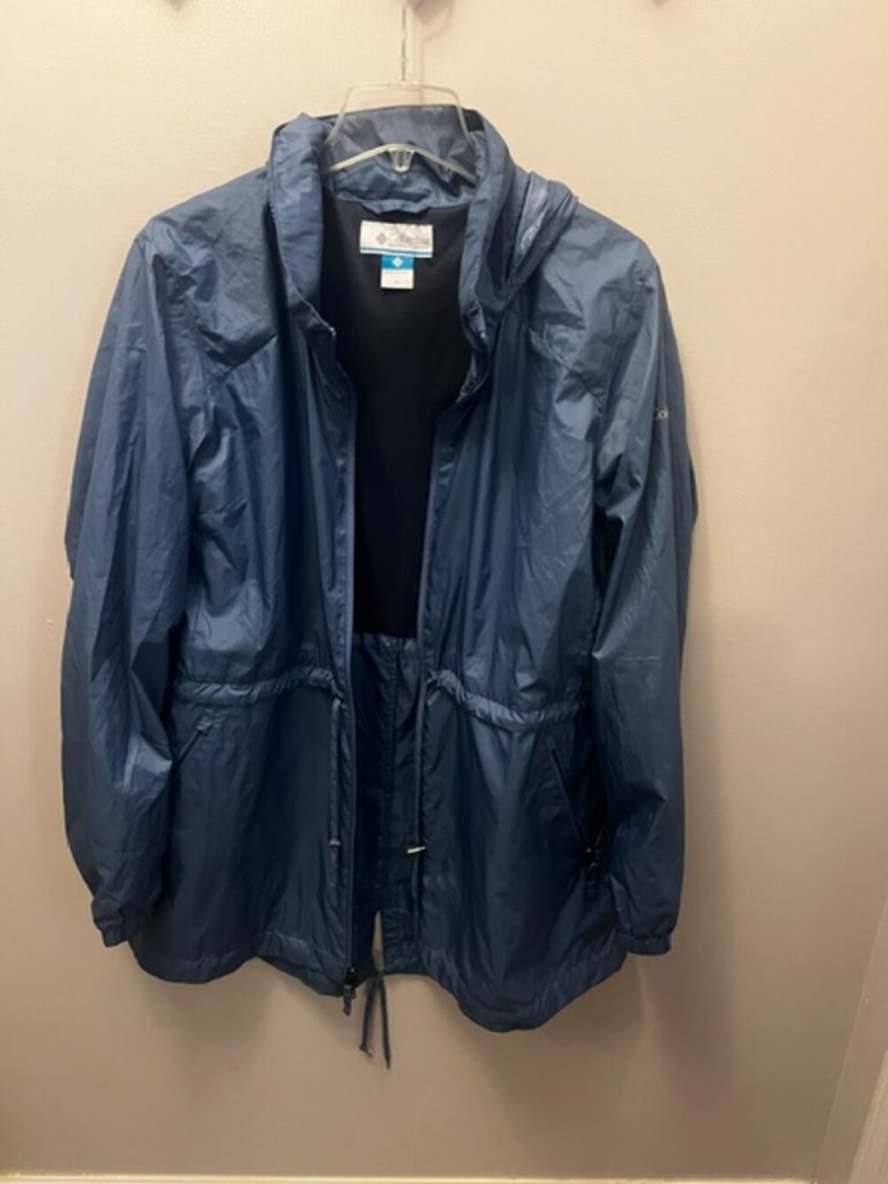 Women's Columbia Sportswear Blue Rain Jacket, Size XL, Hooded, Zip Up, Ex Cond!!